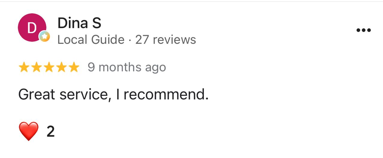 لقطة لتقييم Google